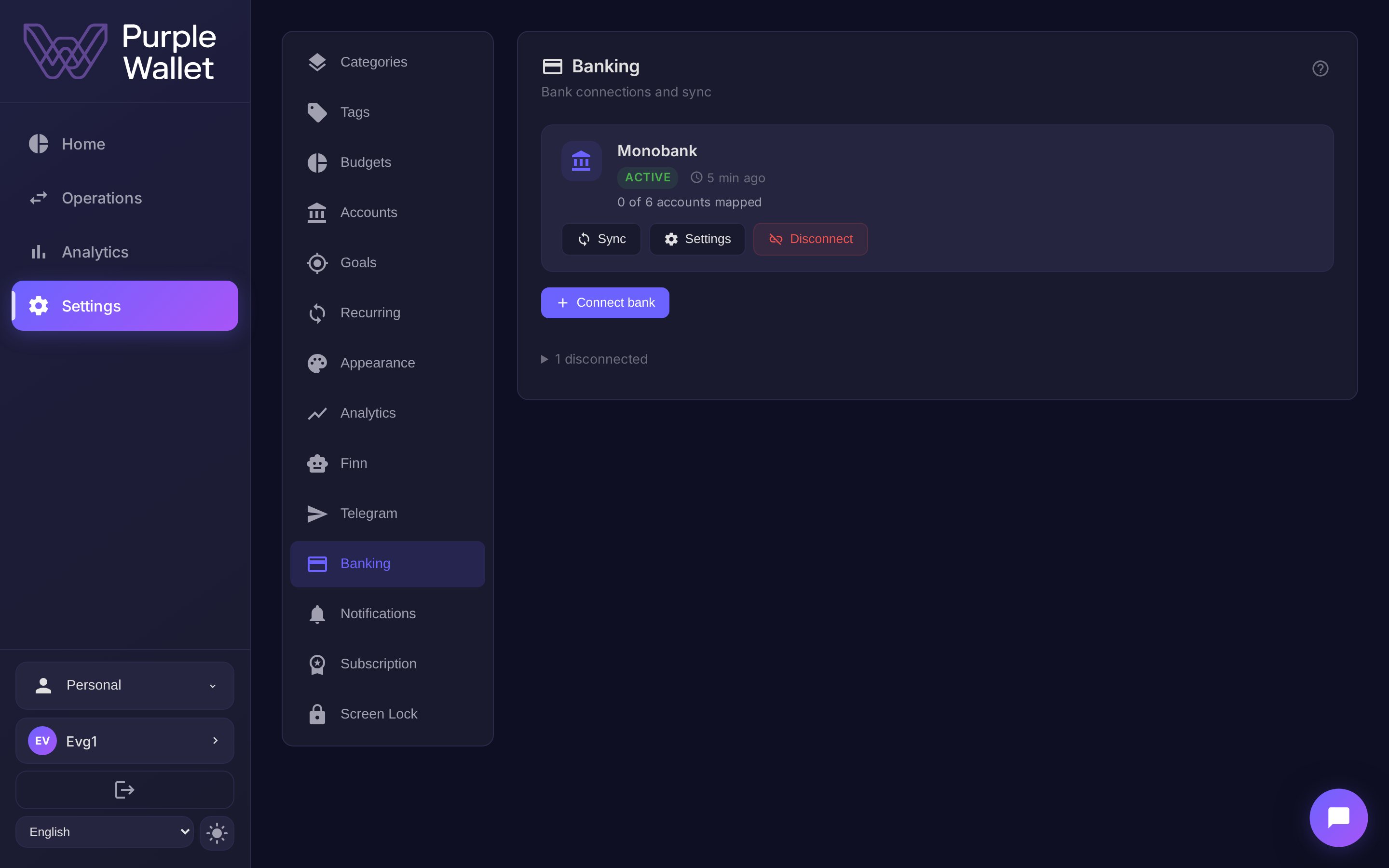 Accounts with a bank connection