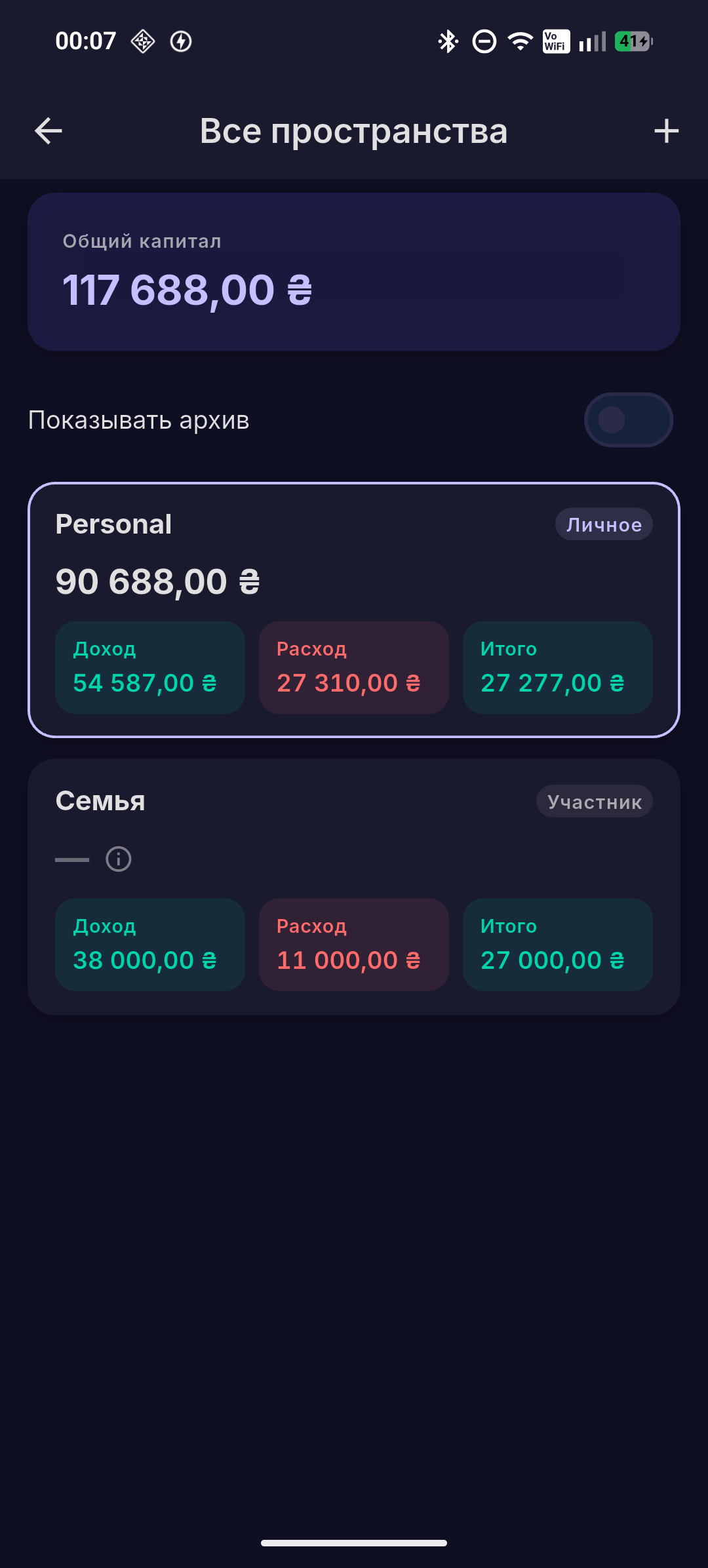 Личное пространство отдельно от общего