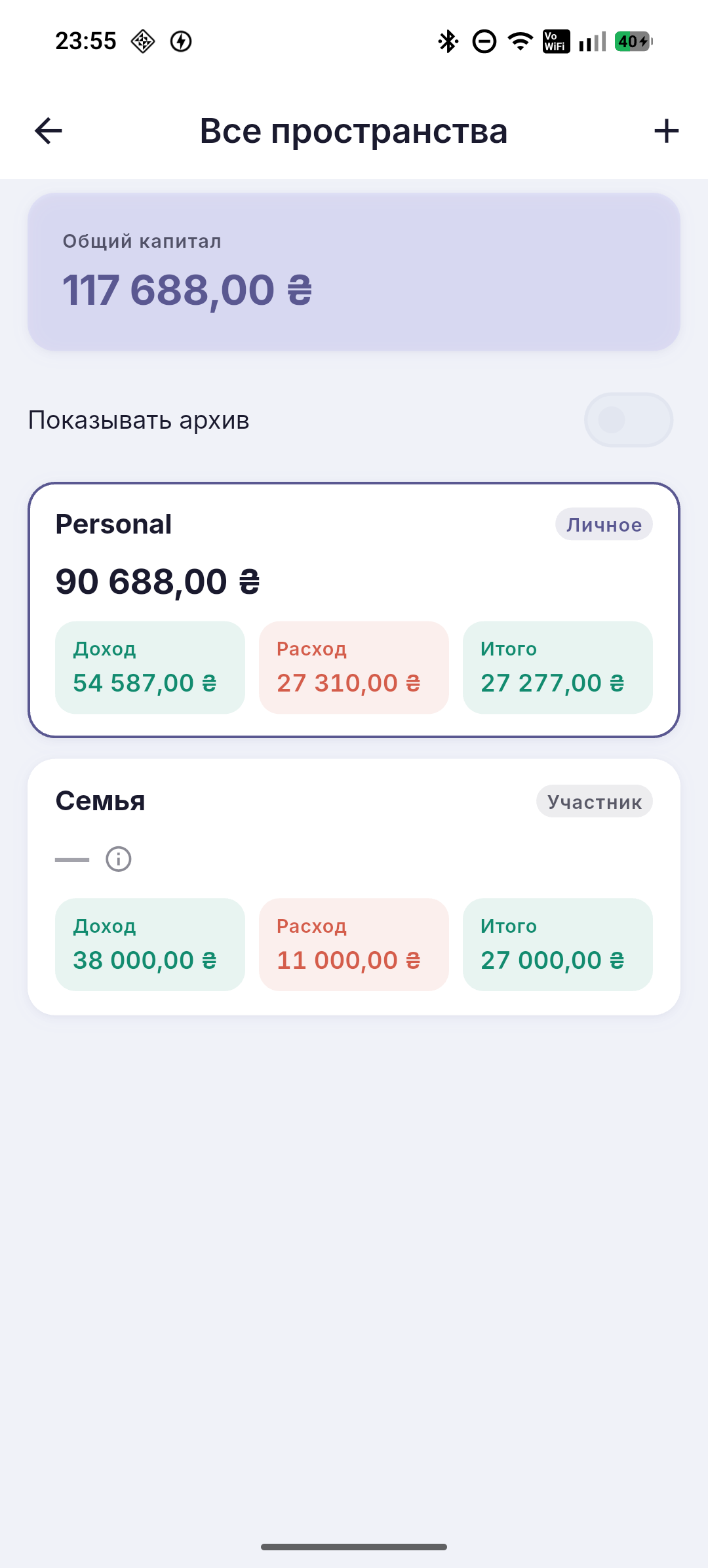 Личное пространство отдельно от общего